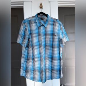 Oakley Men's Blue and Black Plaid Button Down Shirt